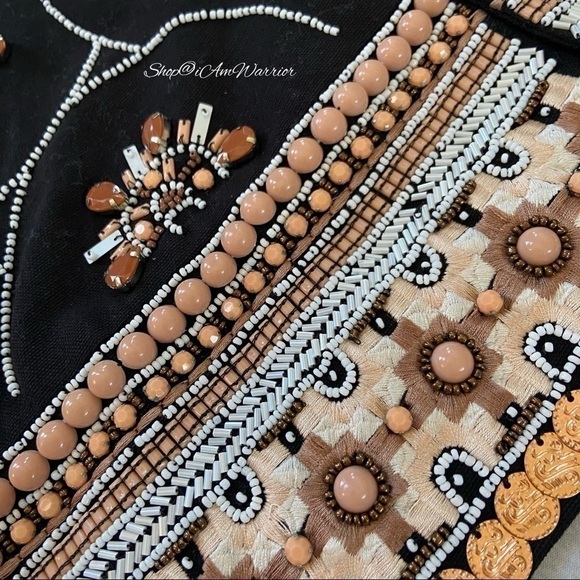 H&M NWT black embellished beaded cropped open 3/4 sleeve jacket *Shop@iAmWarrior - Picture 10 of 12